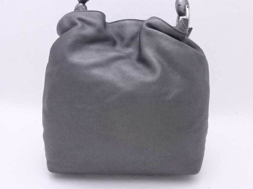 Dior Handbag  metallic gray 2way leather Christian Gray